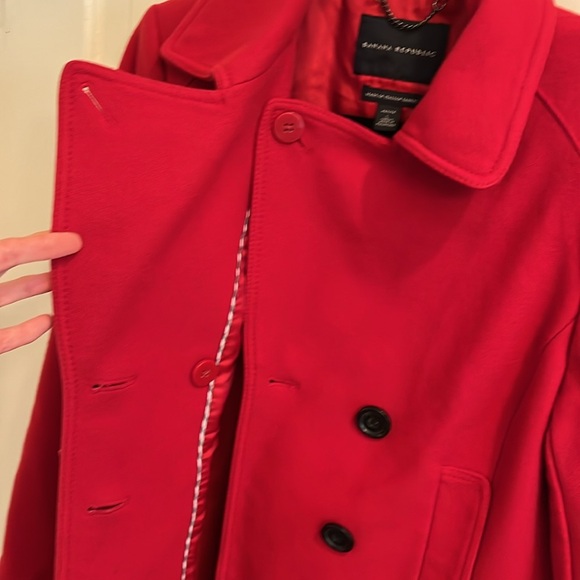 Banana Republic Wool Petite size Large Red Pea Coat - Picture 9 of 13